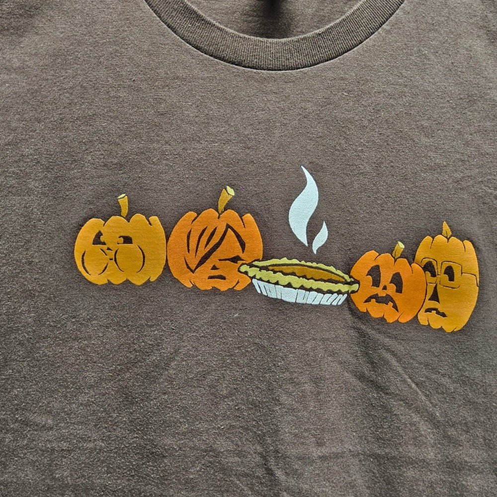 Shirt.Woot‎ Pumpkin Pie T-Shirt Kids Large Brown Halloween Thanksgiving Graphic